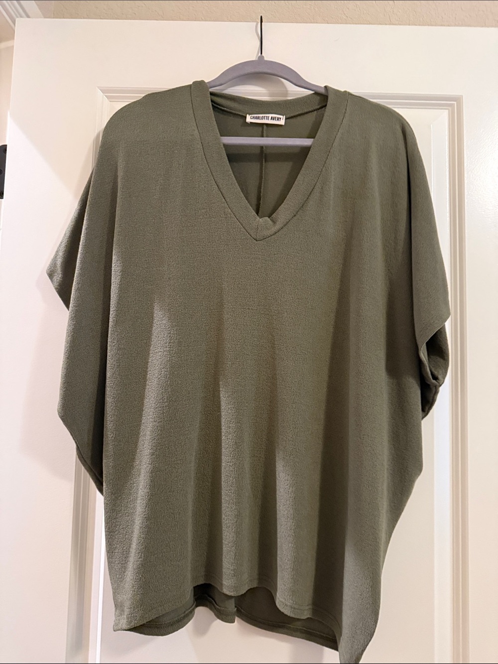 Charlotte Avery Olive V-Neck Dolman Blouse